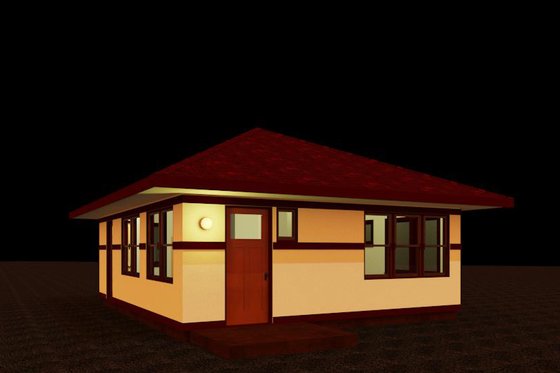 Exterior - Front Elevation for Prairie House Plan #917-36 - 1 bed, 1 bath