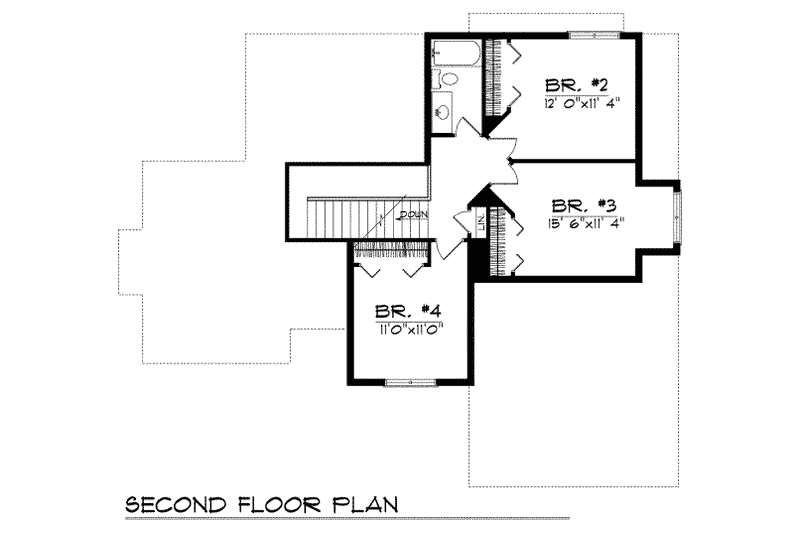 Architectural House Design - Floor Plan - Upper Floor for Traditional House Plan #70-290 - 4 bed, 2.5 bath