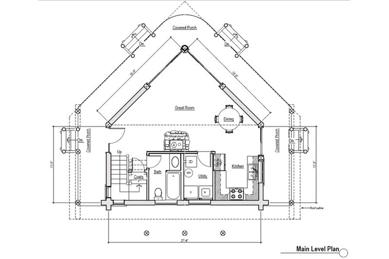 Log Style House Plan - 1 Beds 2 Baths 939 Sq/Ft Plan #451-9 ...