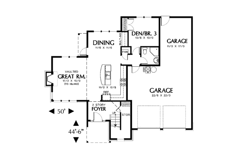 Home Plan - Floor Plan - Main Floor for European House Plan #48-320 - 4 bed, 3 bath