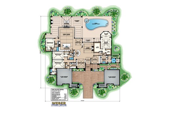 Floor Plan - Main Floor for Mediterranean House Plan #27-560 - 4 bed, 4.5 bath