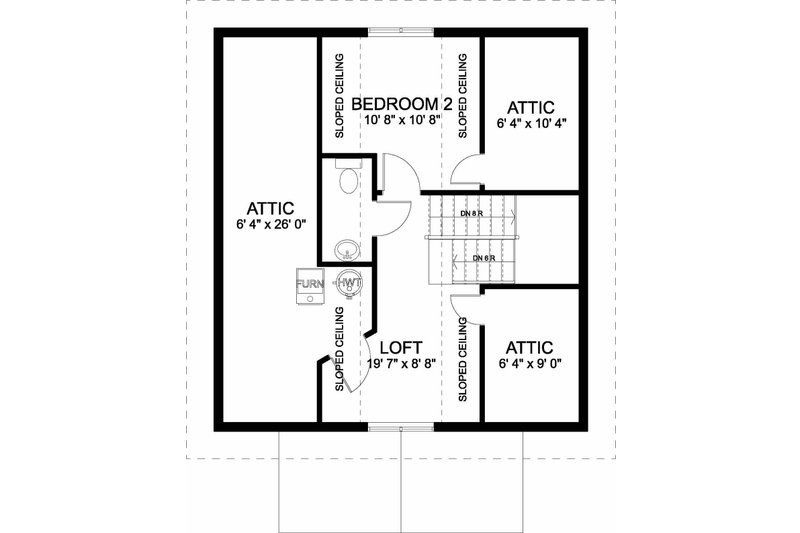 Dream House Plan - Floor Plan - Upper Floor for Bungalow House Plan #126-208 - 2 bed, 1.5 bath