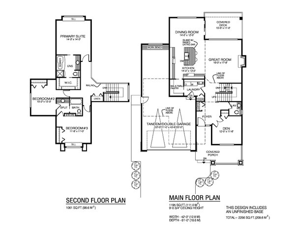 Architectural House Design - Floor Plan - Main Floor for Craftsman House Plan #1100-157 - 3 bed, 2.5 bath