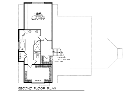 Floor Plan - Upper Floor for Craftsman House Plan #70-970 - 4 bed, 4.5 bath
