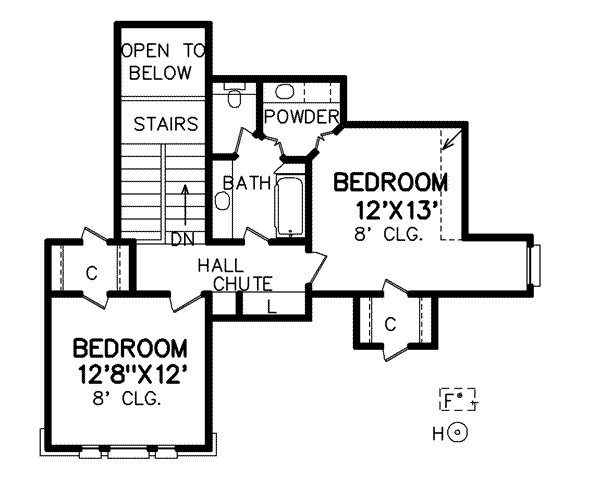 Traditional Floor Plan - Upper Floor Plan #65-488