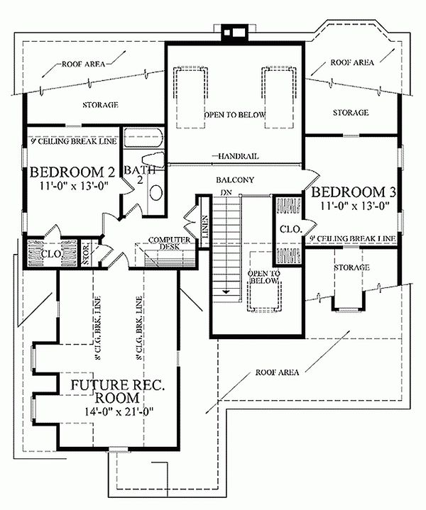 House Plan Design - Southern Floor Plan - Upper Floor Plan #137-293