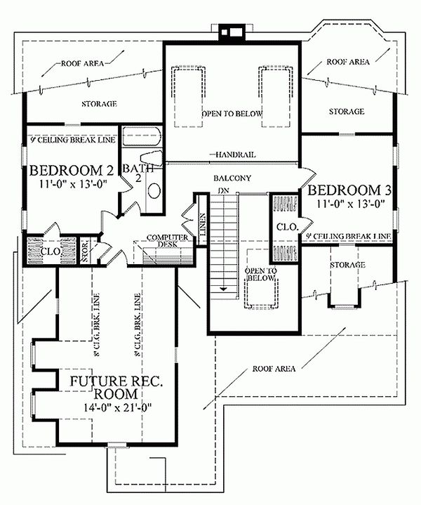 Southern Floor Plan - Upper Floor Plan #137-293