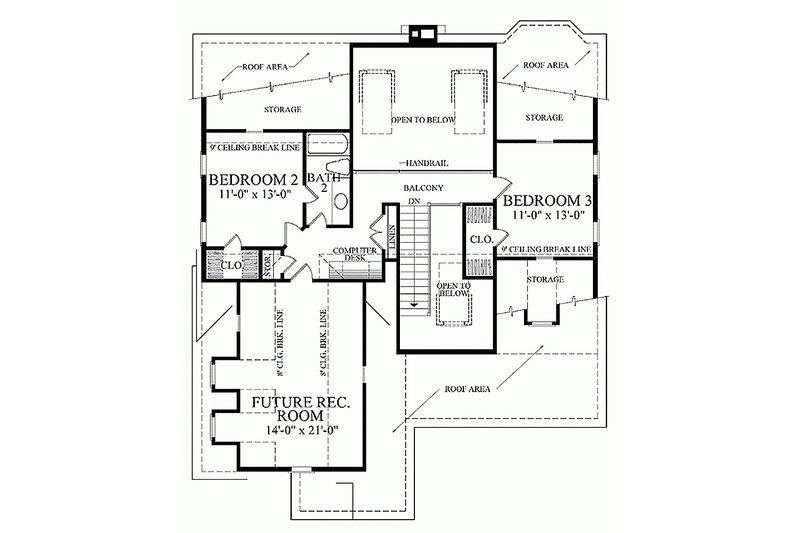 Home Plan - Floor Plan - Upper Floor for Southern House Plan #137-293 - 3 bed, 2.5 bath