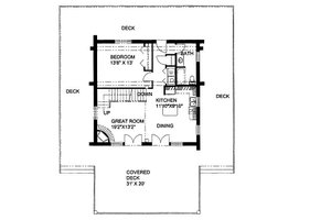 Floor Plan - Main Floor for Log House Plan #117-586 - 2 bed, 2 bath