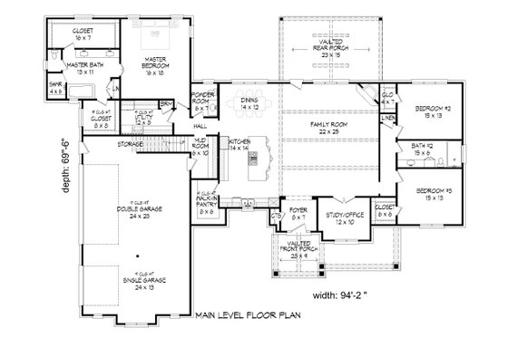 Floor Plan - Main Floor for Country House Plan #932-289 - 4 bed, 3.5 bath