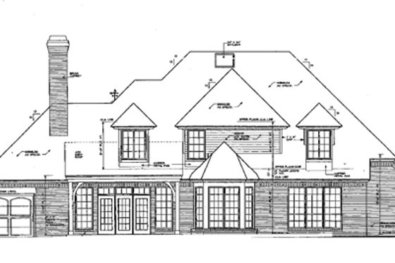 Exterior - Rear Elevation for European House Plan #310-498 - 4 bed, 3.5 bath