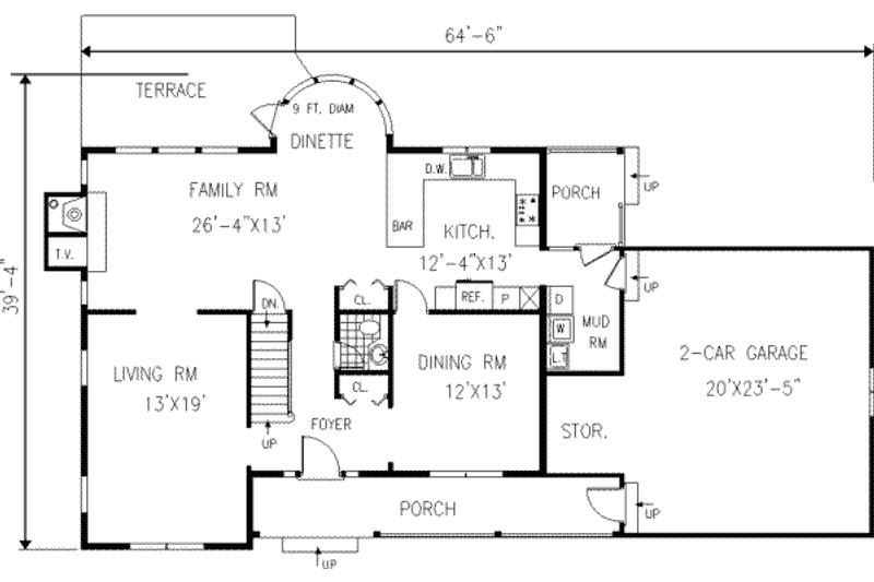 Home Plan - Floor Plan - Main Floor for Farmhouse House Plan #3-208 - 5 bed, 2.5 bath