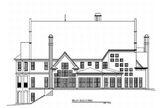 Exterior - Rear Elevation for European House Plan #119-201 - 5 bed, 4 bath