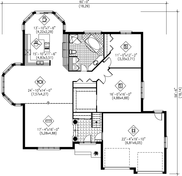 House Blueprint - Traditional Floor Plan - Main Floor Plan #25-1060