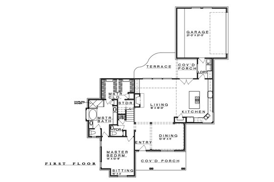 Floor Plan - Main Floor for Farmhouse House Plan #935-19 - 3 bed, 2.5 bath