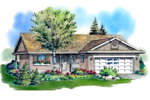 Ranch Exterior - Front Elevation Plan #18-1001