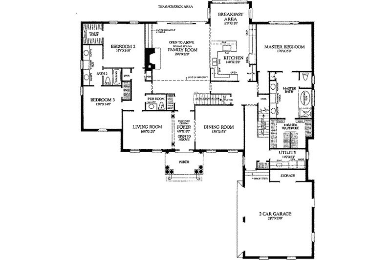 House Blueprint - Floor Plan - Main Floor for Southern House Plan #137-231 - 5 bed, 3 bath
