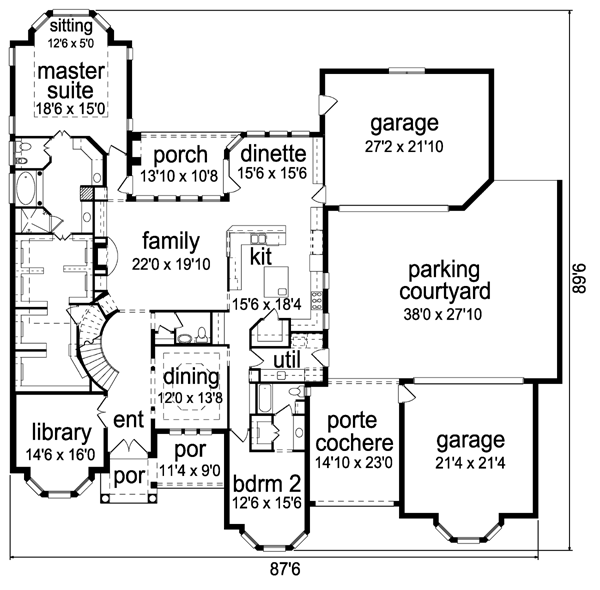 House Design - European Floor Plan - Main Floor Plan #84-509