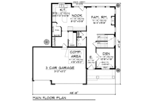 Floor Plan - Main Floor for Craftsman House Plan #70-952 - 4 bed, 3.5 bath