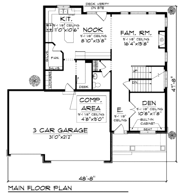 Architectural House Design - Craftsman Floor Plan - Main Floor Plan #70-952