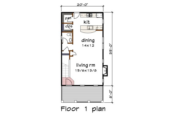 Floor Plan - Main Floor for Farmhouse House Plan #79-341 - 3 bed, 2.5 bath