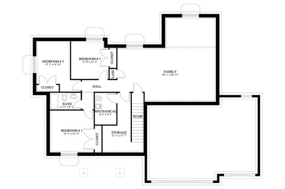 Floor Plan - Lower Floor for Traditional House Plan #1060-56 - 3 bed, 2 bath