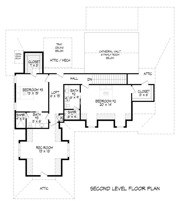 Traditional Floor Plan - Upper Floor Plan #932-456