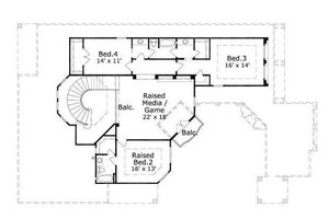 Floor Plan - Upper Floor for European House Plan #411-260 - 4 bed, 4 bath