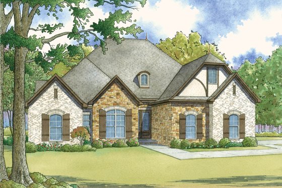 Exterior - Front Elevation 3 for European House Plan #923-28 - 4 bed, 3 bath