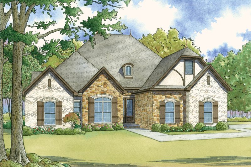 Architectural House Design - Exterior - Front Elevation 3 for European House Plan #923-28 - 4 bed, 3 bath