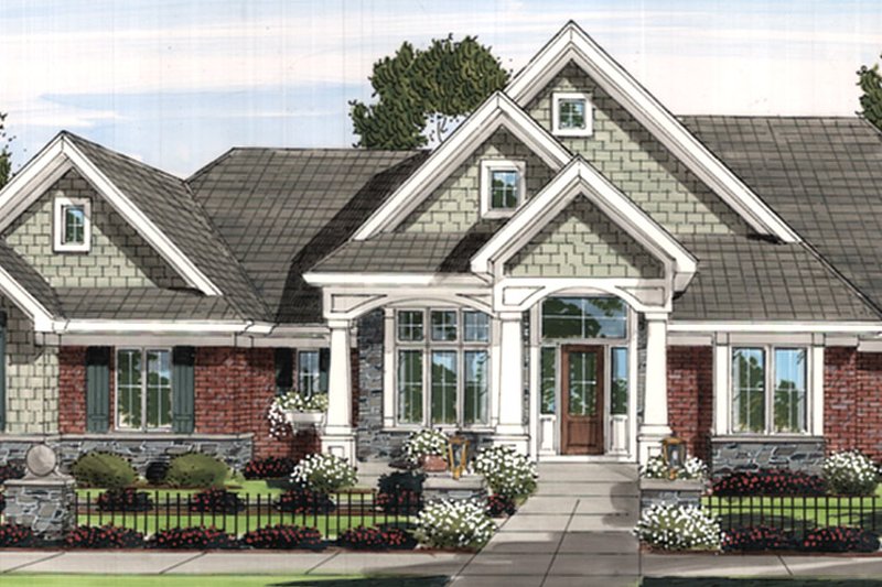 Architectural House Design - Traditional Exterior - Front Elevation Plan #46-418