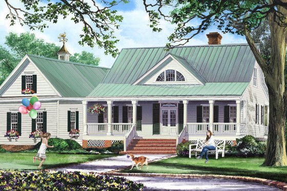 Exterior - Front Elevation for Cottage House Plan #137-403 - 3 bed, 2.5 bath