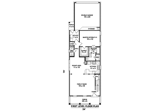 Floor Plan - Main Floor for Southern House Plan #81-1381 - 3 bed, 3.5 bath