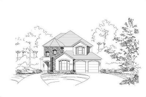Exterior - Front Elevation for European House Plan #411-643 - 4 bed, 3.5 bath