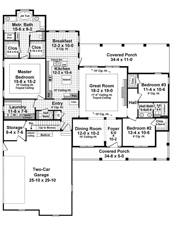 House Design - Country Floor Plan - Main Floor Plan #21-335