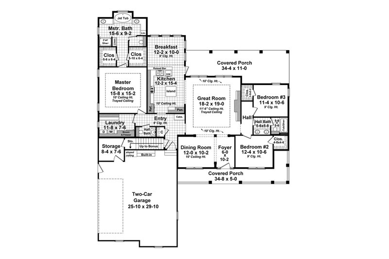 Home Plan - Floor Plan - Main Floor for Country House Plan #21-335 - 3 bed, 2.5 bath