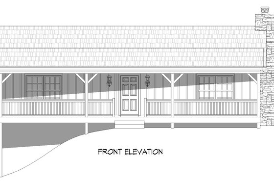 Exterior - Front Elevation 3 for Southern House Plan #932-856 - 2 bed, 1 bath