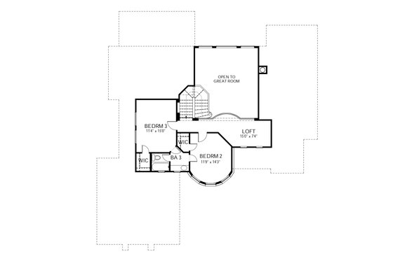Floor Plan - Upper Floor for European House Plan #80-168 - 4 bed, 3 bath