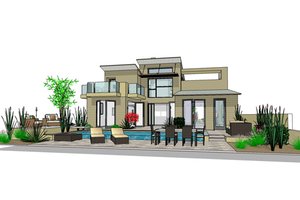 Exterior - Rear Elevation for Modern House Plan #484-2 - 3 bed, 3.5 bath