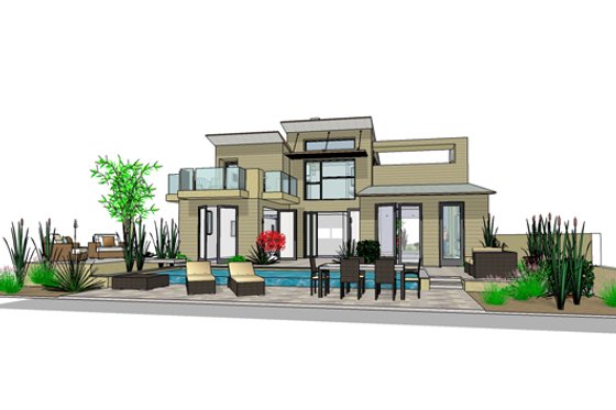 Exterior - Rear Elevation for Modern House Plan #484-2 - 3 bed, 3.5 bath