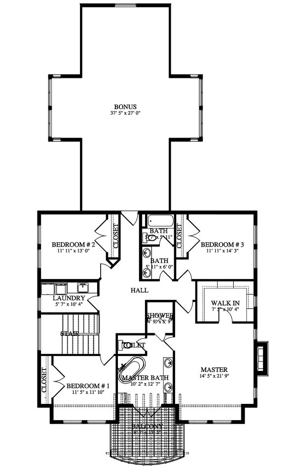 Architectural House Design - Farmhouse Floor Plan - Upper Floor Plan #1060-44