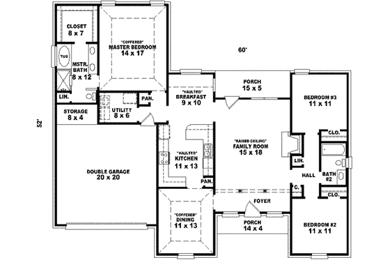 Floor Plan - Main Floor for European House Plan #81-916 - 3 bed, 2 bath