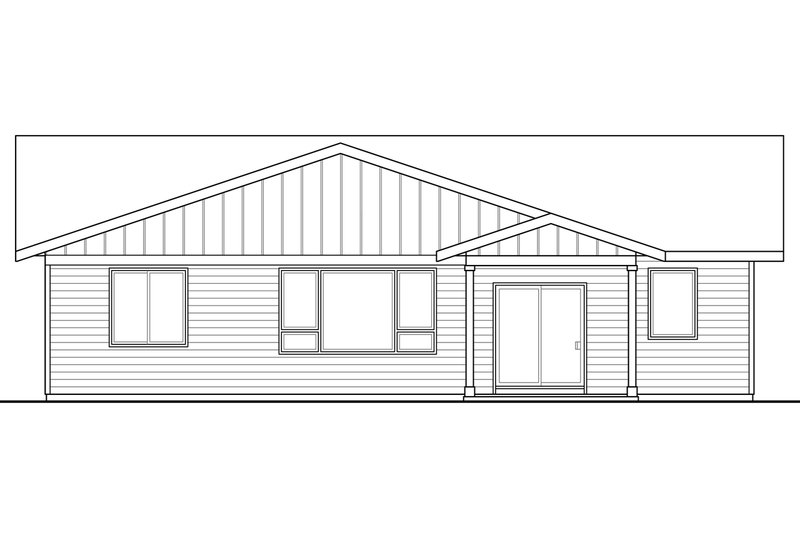 Architectural House Design - Exterior - Rear Elevation for Ranch House Plan #124-1061 - 3 bed, 2 bath
