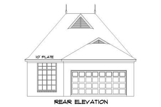 Exterior - Rear Elevation for European House Plan #424-43 - 3 bed, 2 bath
