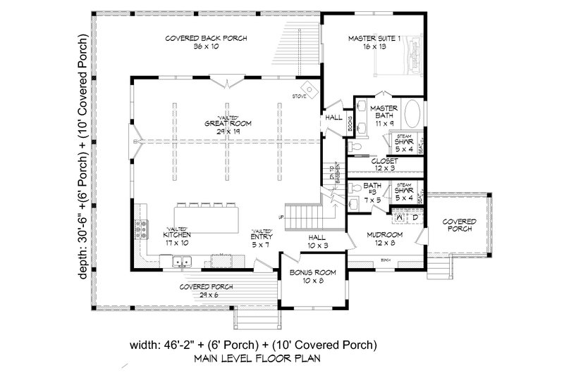 Dream House Plan - Floor Plan - Main Floor for Country House Plan #932-412 - 3 bed, 3 bath