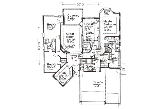 Floor Plan - Main Floor for European House Plan #310-984 - 3 bed, 2.5 bath