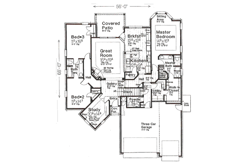 Home Plan - Floor Plan - Main Floor for European House Plan #310-984 - 3 bed, 2.5 bath