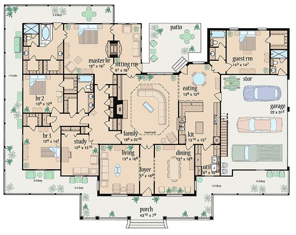 Architectural House Design - Traditional Floor Plan - Main Floor Plan #36-234