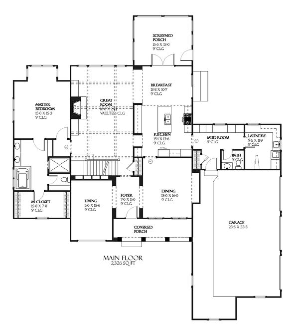 Traditional Floor Plan - Main Floor Plan #901-100