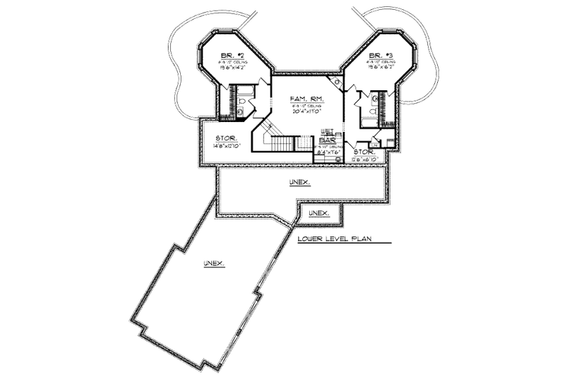Home Plan - Floor Plan - Lower Floor for European House Plan #70-958 - 3 bed, 3.5 bath